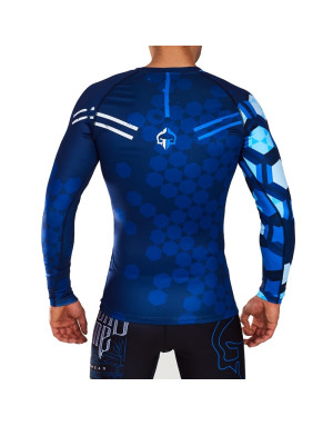 Rashguard Ground Game Hexagon Azul Manga Larga | BJJ & Grappling