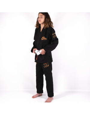 Kimono BJJ Infantil BOA Jogo No Chão Negro | Ligero y Resistente