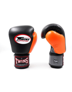 Twins Special Air Black and Orange Boxing Gloves | Il Coliseum
