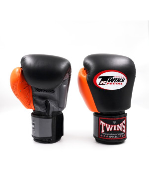 Guantes de Boxeo Twins Special Air Negro-Naranja | Máxima Ventilación Pro | Il Coliseum
