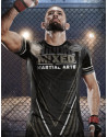 Camiseta Buddha MMA en tonos negros, grises y blancos. Diseño moderno con logotipo Buddha y frase “Mixed Martial Arts”.