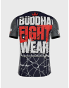 Buddha Fighter T-shirt featuring the Thai flag, navy blue with grey sleeves and oriental tiger details.