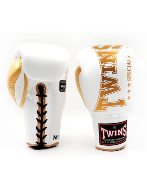 Guantes Twins BGLL-8 Blanco - Dorado | Guantes de Cuerdas Profesional