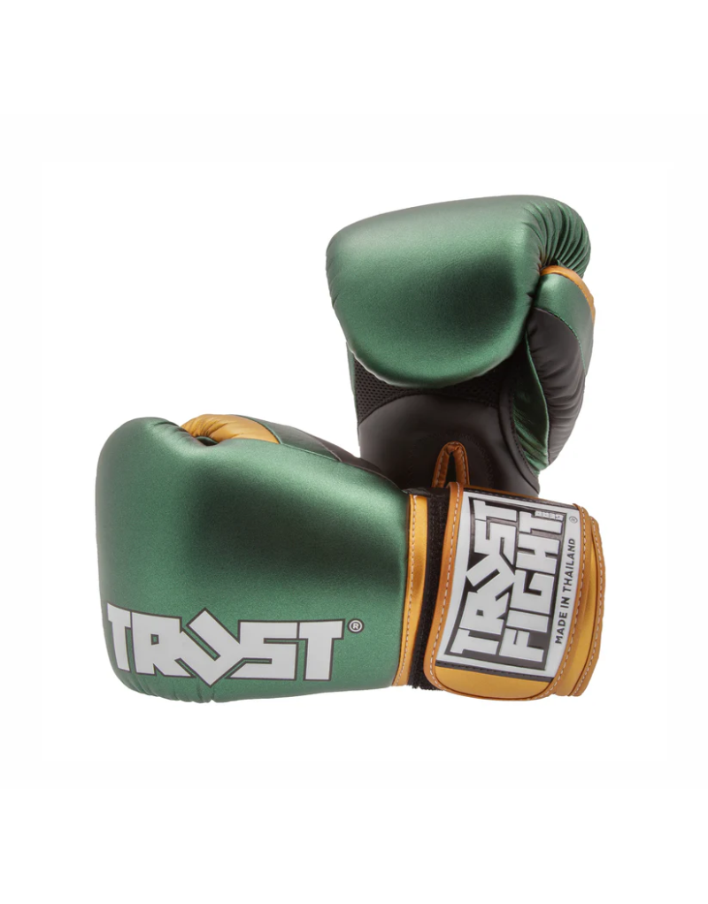 Guantes Trust Fight Squire Semi Piel Verde/Negro/Dorado | Guantes de Muay Thai Profesional