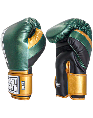 Guantes Trust Fight Squire Semi Piel Verde/Negro/Dorado | Guantes de Muay Thai Profesional
