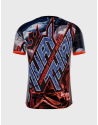 Camiseta Buddha No Surrender con diseño en rojo y azul neón, inspirada en la bandera de Tailandia. Estilo Muay Thai con luchador