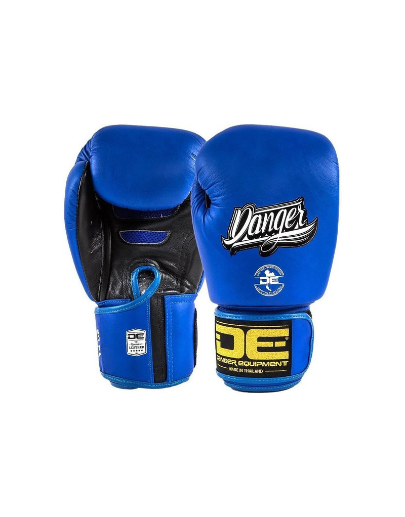 Danger Super Max Blue and Black Leather Boxing Gloves | Boxing and Muay Thai
