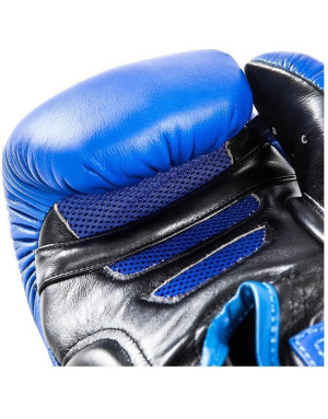 Guantes de Boxeo de Piel Danger Super Max Azul Negro | Boxeo y Muay Thai