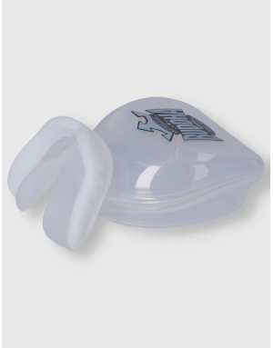 Protector bucal Buddha Vampire blanco. Compuesto por doble capa de gel y contiene su funda.