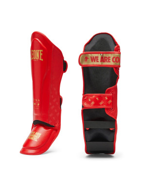 Espinilleras Leone 1947 DNA GEL Rojas | Protección Muay Thai y MMA