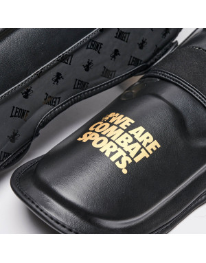 Leone 1947 DNA GEL Black Shin Guards | Professional Muay Thai Protection