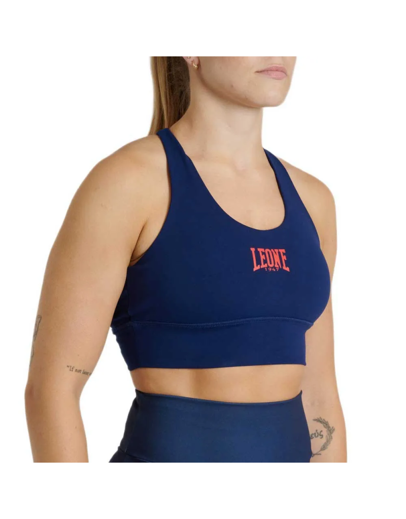 Leone 1947 Sports Top with WACS Logo in Navy Blue | Women's Sports Bra