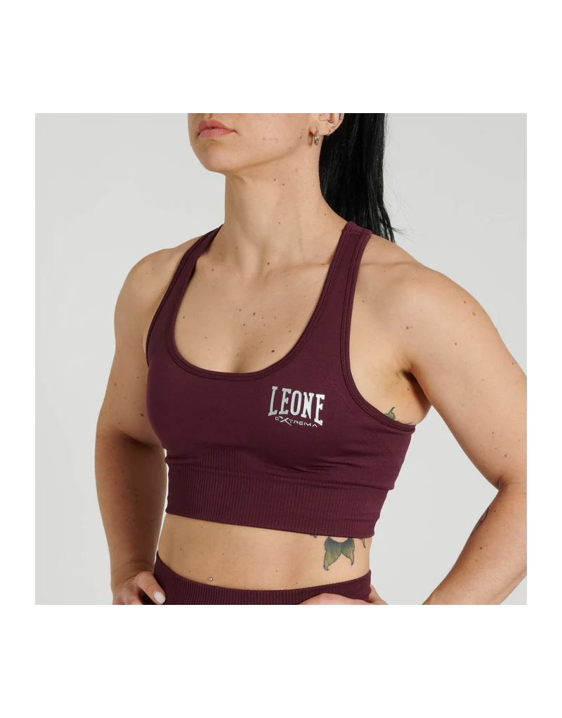 Top Deportivo Leone 1947 Logo Burdeos Mujer | Sujetador Deportivo Fitness
