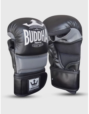 Guantes Epic MMA Buddha Negro/Gris. Serie GS-3 con gel, microfibra premium y ventilación mejorada. Entrenamientos y competición.