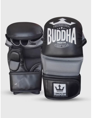 Guantes Epic MMA Buddha Negro/Gris. Serie GS-3 con gel, microfibra premium y ventilación mejorada. Entrenamientos y competición.