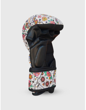 Guantes MMA Buddha Mexican. Diseño old school con calaveras y flores. Perfecto para tus días de entrenamiento.