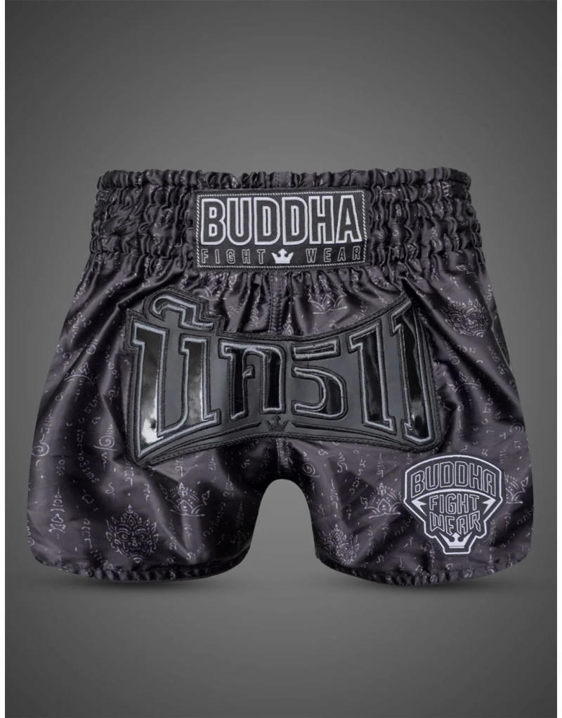 Buddha Kanok Black Muay Thai Shorts | Retro Kickboxing Shorts