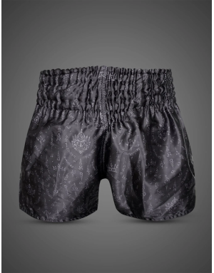 Buddha Kanok Black Muay Thai Shorts | Retro Kickboxing Shorts