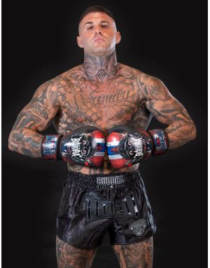 Buddha Kanok Black Muay Thai Shorts | Retro Kickboxing Shorts