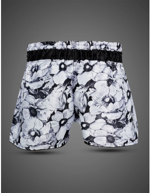 Buddha Colors Trike Noir Blossom Muay Thai Shorts | Floral Design