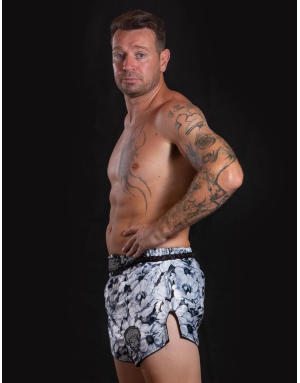 Buddha Colors Trike Noir Blossom Muay Thai Shorts | Floral Design