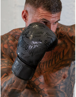 Guantes de Boxeo Top Premium Negro Mate Buddha. Diseño elegante y gran protección, espuma GS-3. Ideal para tus entrenamientos.