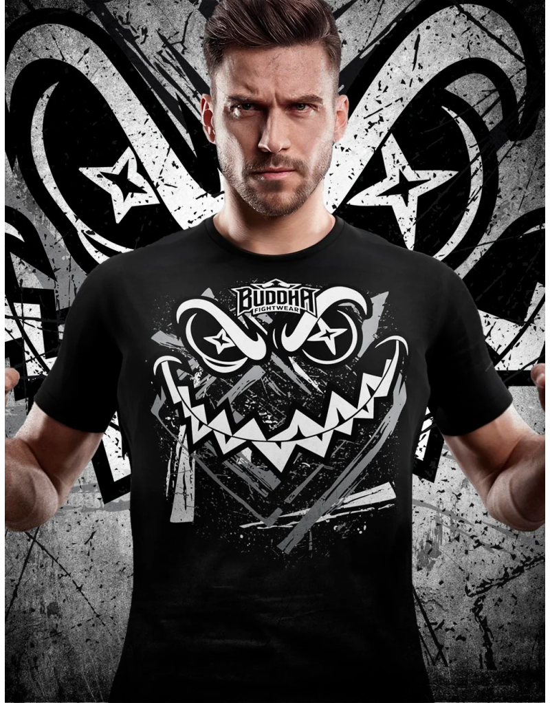 Black Creepy Buddha Cotton T-shirt | Martial Arts T-shirt