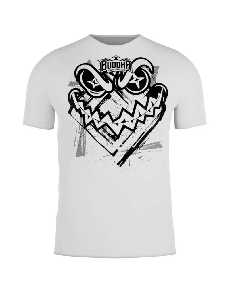 White Creepy Buddha Cotton T-shirt | MMA and Boxing Style