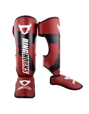 Ringhorns Charger Burgundy Shin Guards | Muay Thai & MMA Protection