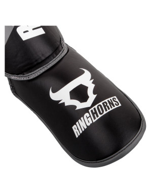 Ringhorns Charger Black and Grey Shin Guards | MMA Protection