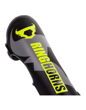 Ringhorns Charger Black and Yellow Shin Guards | Muay Thai MMA
