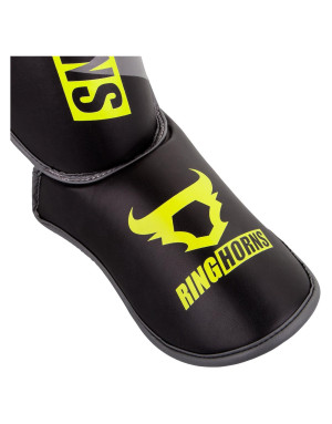 Ringhorns Charger Black and Yellow Shin Guards | Muay Thai MMA