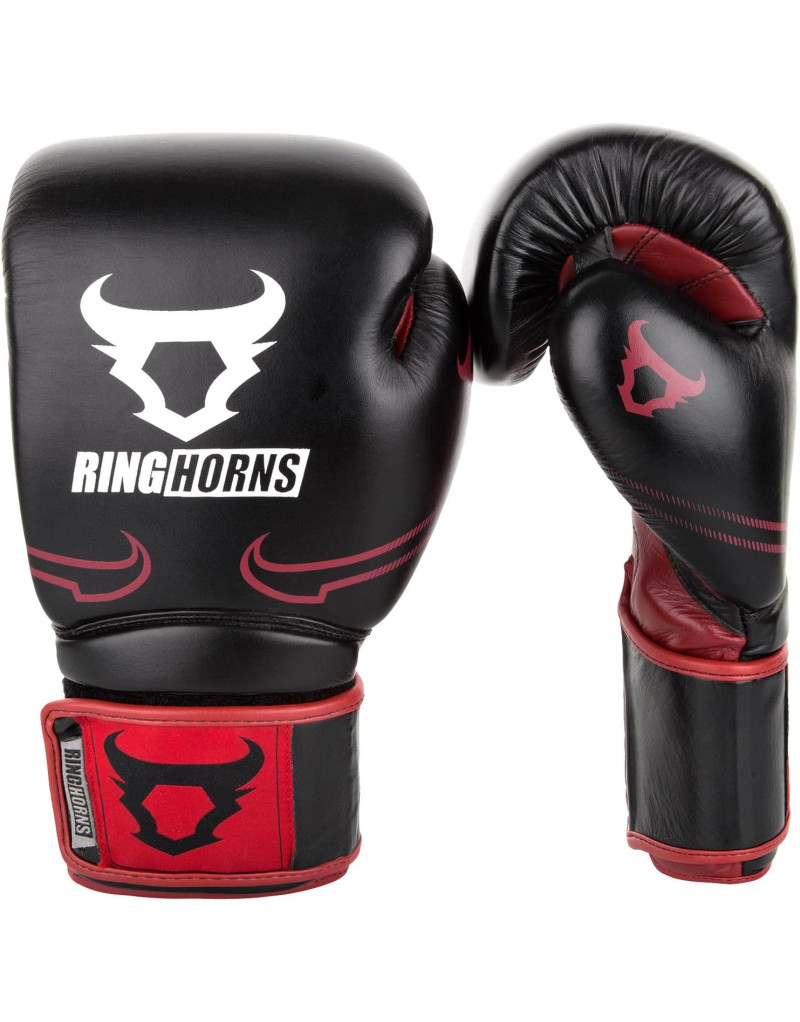 Guantes de Boxeo Ringhorns Destroyer Piel Burdeos Negro | Pro