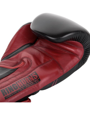 Guantes de Boxeo Ringhorns Destroyer Piel Burdeos Negro | Pro