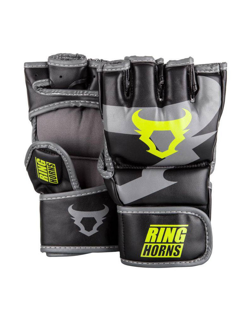 Guantillas de MMA Ringhorns Charger Negras-Amarillo Neon
