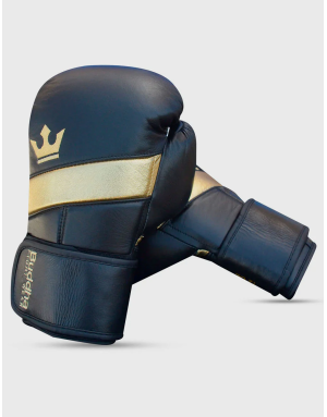 Epic Black Leather Boxing Gloves. Ergonomic design, GS-4 padding and double Velcro fastening for maximum protection.