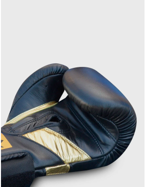 Epic Black Leather Boxing Gloves. Ergonomic design, GS-4 padding and double Velcro fastening for maximum protection.
