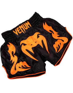 Pantalon Muay Thai Venum Bangkok Inferno Negro-Naranja Neon
