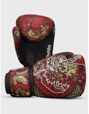 Guantes de Boxeo Buddha Dragón Rojos. Protección GS-3, Ajuste Firme y Diseño Imponente.