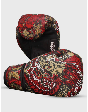 Guantes de Boxeo Buddha Dragón Rojos. Protección GS-3, Ajuste Firme y Diseño Imponente.