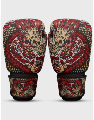 Guantes de Boxeo Buddha Dragón Rojos. Protección GS-3, Ajuste Firme y Diseño Imponente.