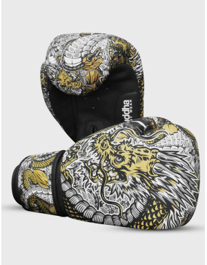 Guantes de Boxeo Buddha Dragón Blancos. Protección GS-3, Ajuste Perfecto y Ventilación.