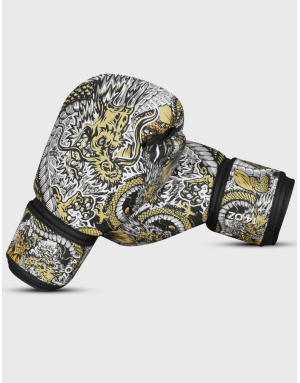 Guantes de Boxeo Buddha Dragón Blancos. Protección GS-3, Ajuste Perfecto y Ventilación.
