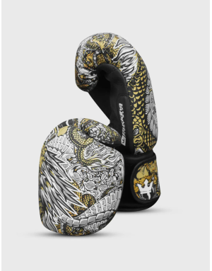 Guantes de Boxeo Buddha Dragón Blancos. Protección GS-3, Ajuste Perfecto y Ventilación.