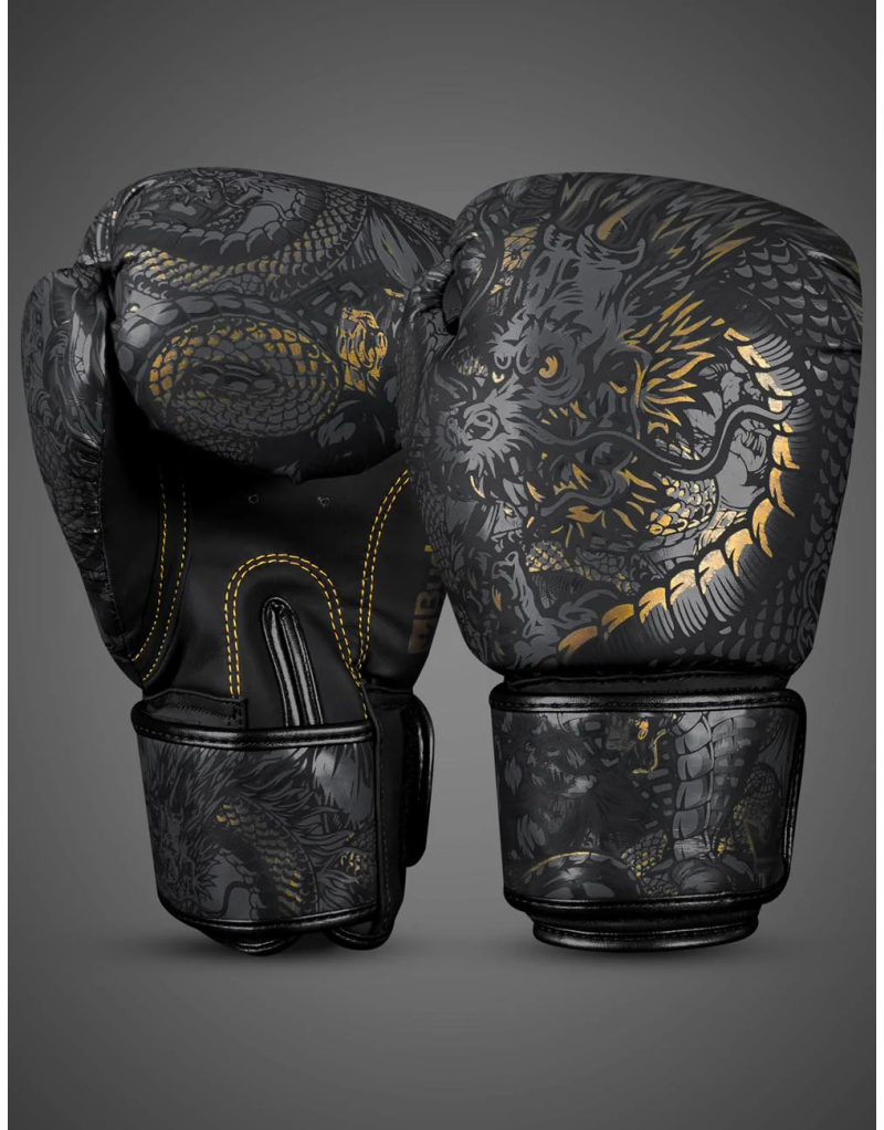 Guantes de Boxeo Buddha Dragón Negros. Rendimiento y Diseño Profesional.
