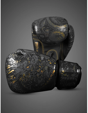 Guantes de Boxeo Buddha Dragón Negros. Rendimiento y Diseño Profesional.