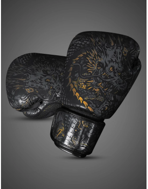 Guantes de Boxeo Buddha Dragón Negros. Rendimiento y Diseño Profesional.
