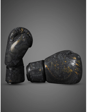 Guantes de Boxeo Buddha Dragón Negros. Rendimiento y Diseño Profesional.