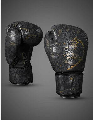 Guantes de Boxeo Buddha Dragón Negros. Rendimiento y Diseño Profesional.