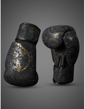 Guantes de Boxeo Buddha Dragón Negros. Rendimiento y Diseño Profesional.